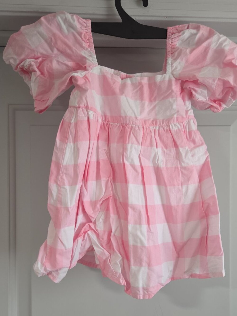 Janie and Jack Pink Gingham Puff Sleeve dress- Baby Girl 6-12 Months
